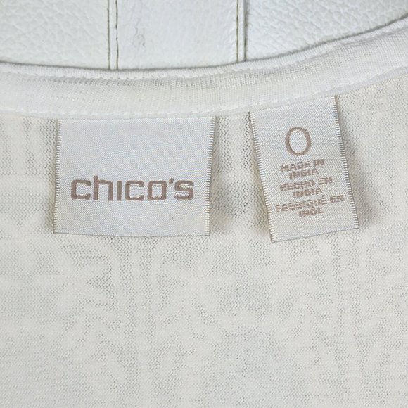 Chico's Off-White Top with Embroidered Lace Details Size 0 - Picture 7 of 8